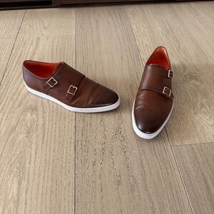 Santoni Freemont Leather Slip-on Monk Shoes